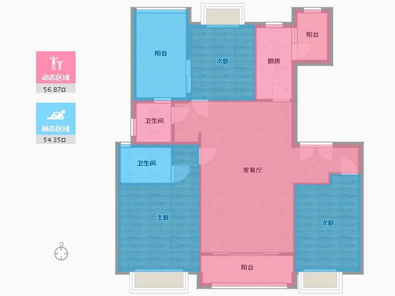 重庆-重庆市-雅居乐星瀚雅府-93.40-户型库-动静分区