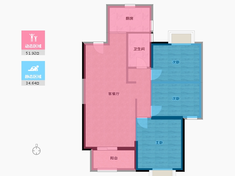 江苏省-扬州市-水岸云庭-78.00-户型库-动静分区