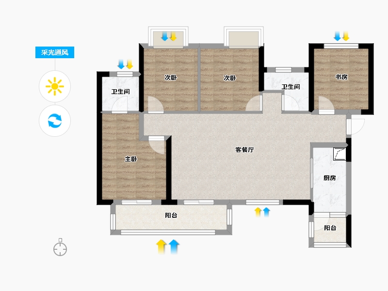 四川省-成都市-花屿岛-102.40-户型库-采光通风