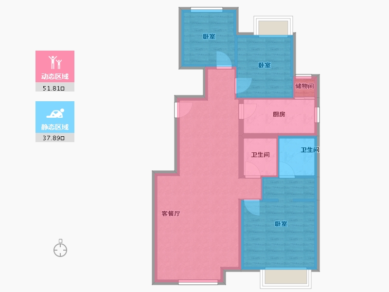 北京-北京市-富力华庭苑-89.00-户型库-动静分区