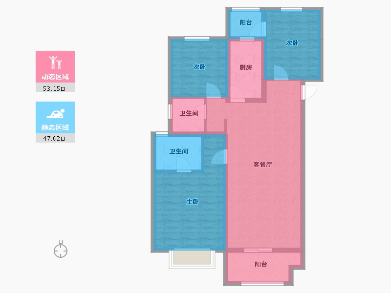 陕西省-西安市-金地南湖艺境二期-85.00-户型库-动静分区