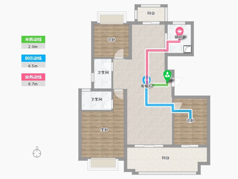 江苏省-南通市-上锦花园-105.34-户型库-动静线