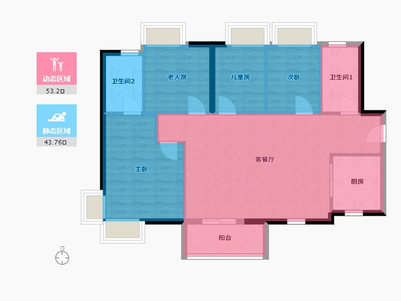 广东省-深圳市-万樾府住宅-88.10-户型库-动静分区