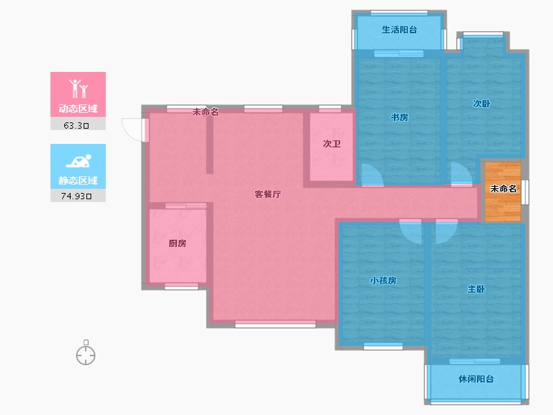 湖南省-怀化市-天星尚品新城-125.95-户型库-动静分区