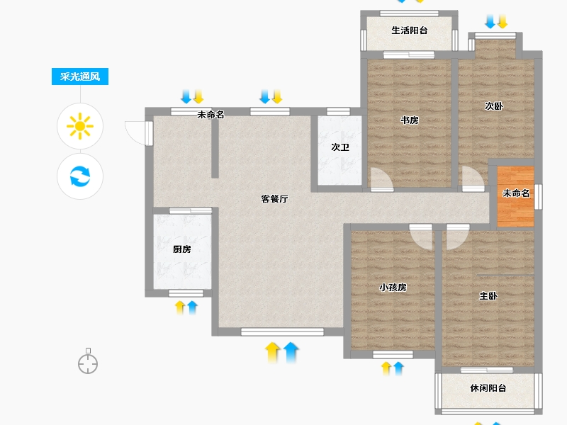 湖南省-怀化市-天星尚品新城-125.95-户型库-采光通风