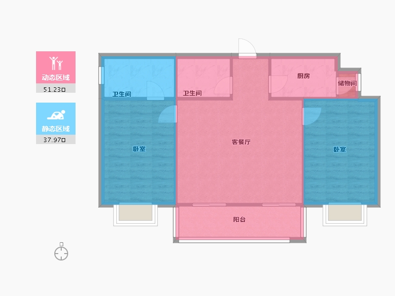 北京-北京市-泰华滨河苑-100.00-户型库-动静分区