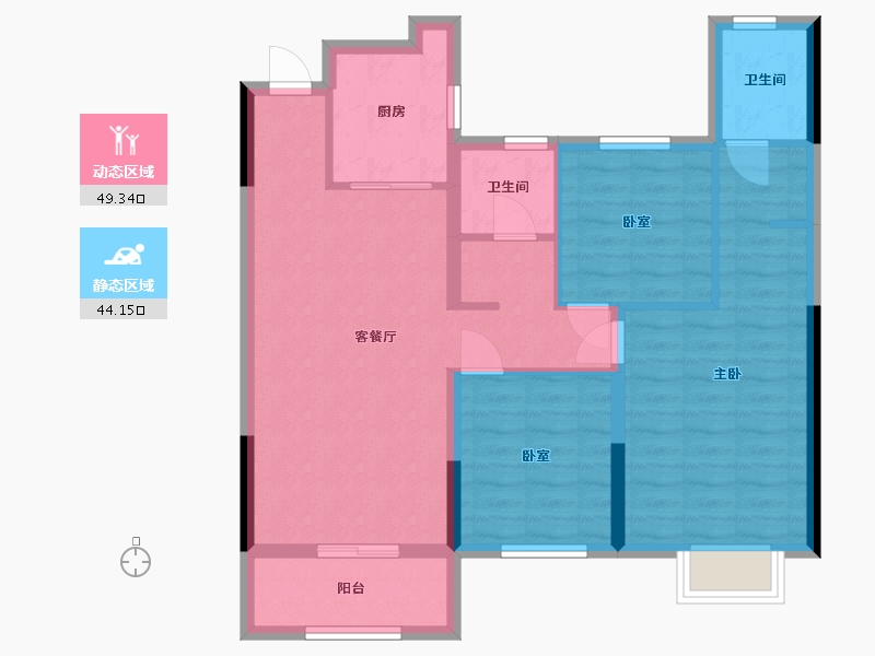 湖北省-仙桃市-荣怀及第世家-90.00-户型库-动静分区