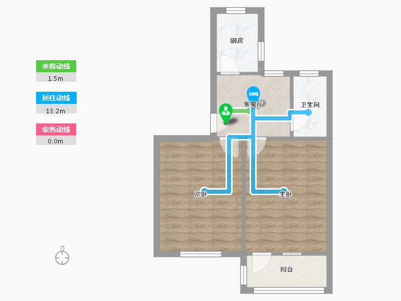 江苏省-南通市-新桥北村-50.00-户型库-动静线