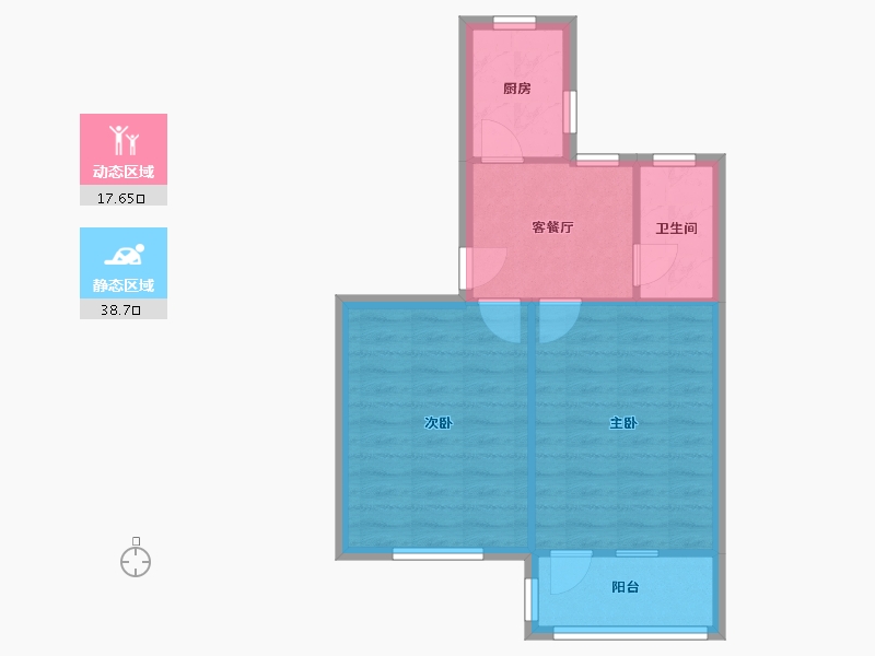 江苏省-南通市-新桥北村-50.00-户型库-动静分区