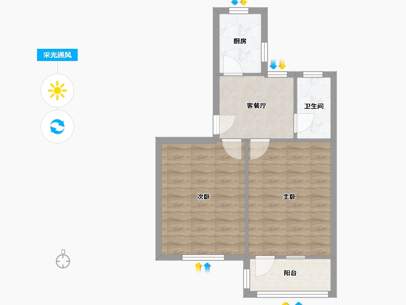 江苏省-南通市-新桥北村-50.00-户型库-采光通风