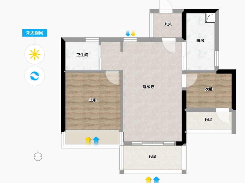 广东省-中山市-中山华发观山水花园-60.00-户型库-采光通风