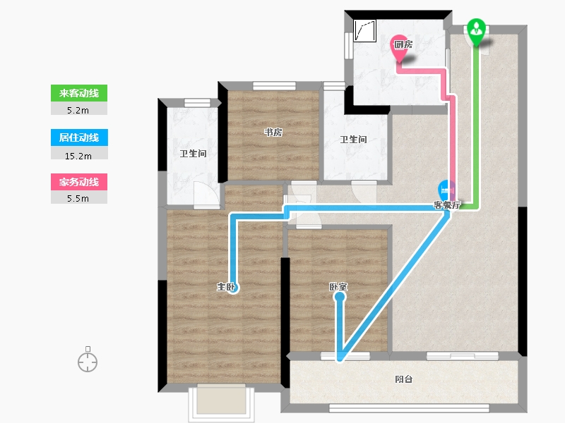 浙江省-杭州市-滨望雅庭-88.00-户型库-动静线