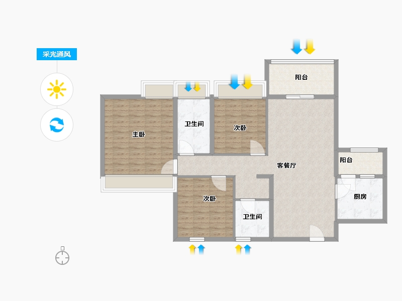 广东省-深圳市-观山瑞苑-115.00-户型库-采光通风