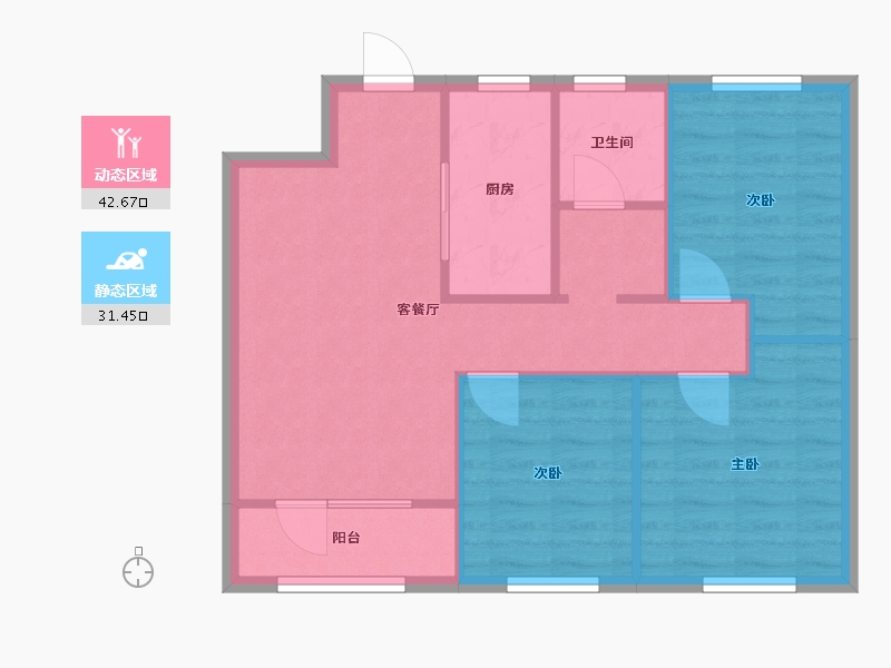 辽宁省-沈阳市-中粮锦云天城-67.36-户型库-动静分区