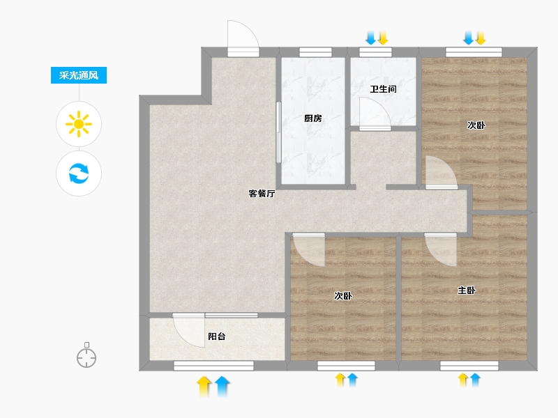 辽宁省-沈阳市-中粮锦云天城-67.36-户型库-采光通风