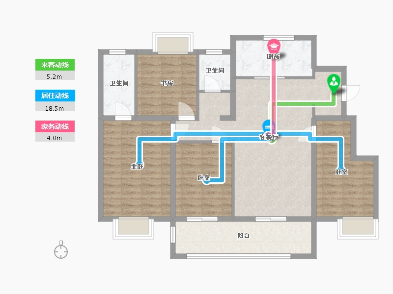 江苏省-扬州市-华侨城-侨城北院-118.00-户型库-动静线