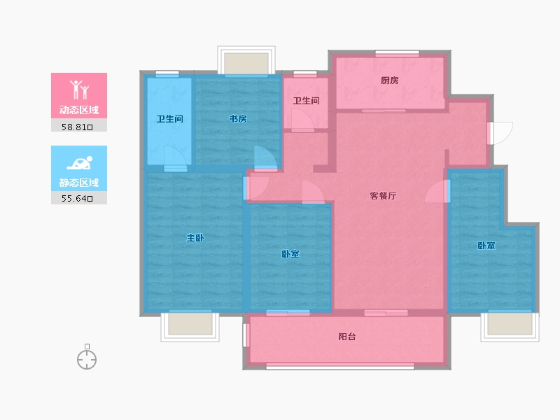 江苏省-扬州市-华侨城-侨城北院-118.00-户型库-动静分区