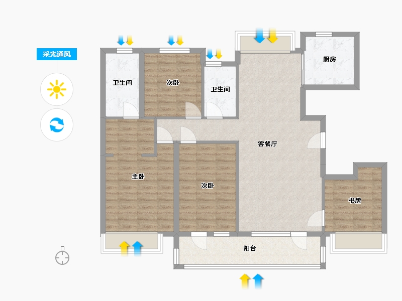 浙江省-杭州市-保利融信和光尘樾-120.00-户型库-采光通风