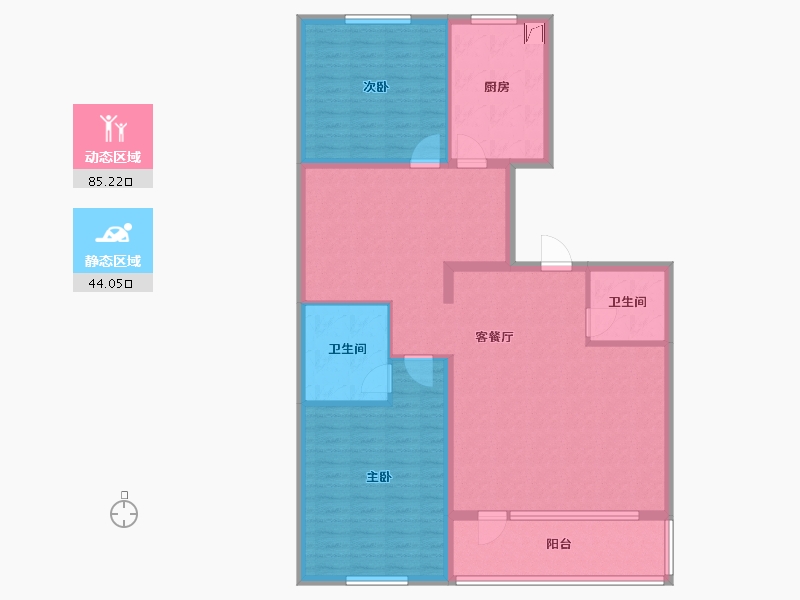 辽宁省-沈阳市-华沃滨河湾-117.00-户型库-动静分区