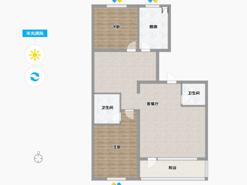 辽宁省-沈阳市-华沃滨河湾-117.00-户型库-采光通风