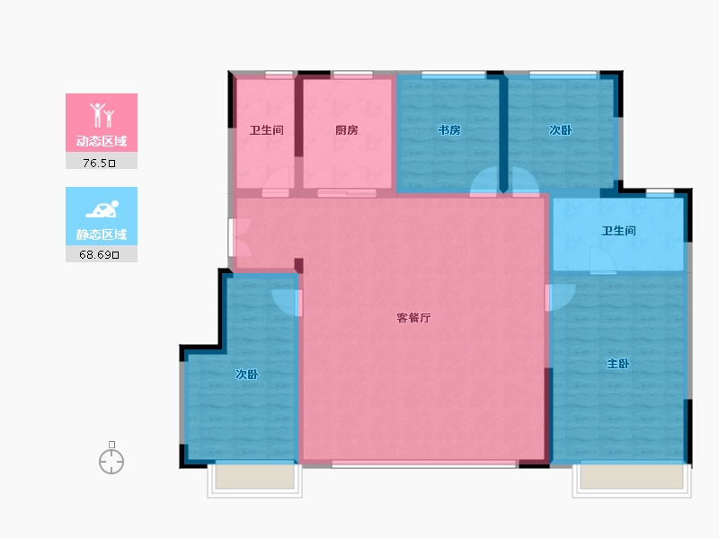 辽宁省-沈阳市-龙湖中铁建·云璟-155.00-户型库-动静分区