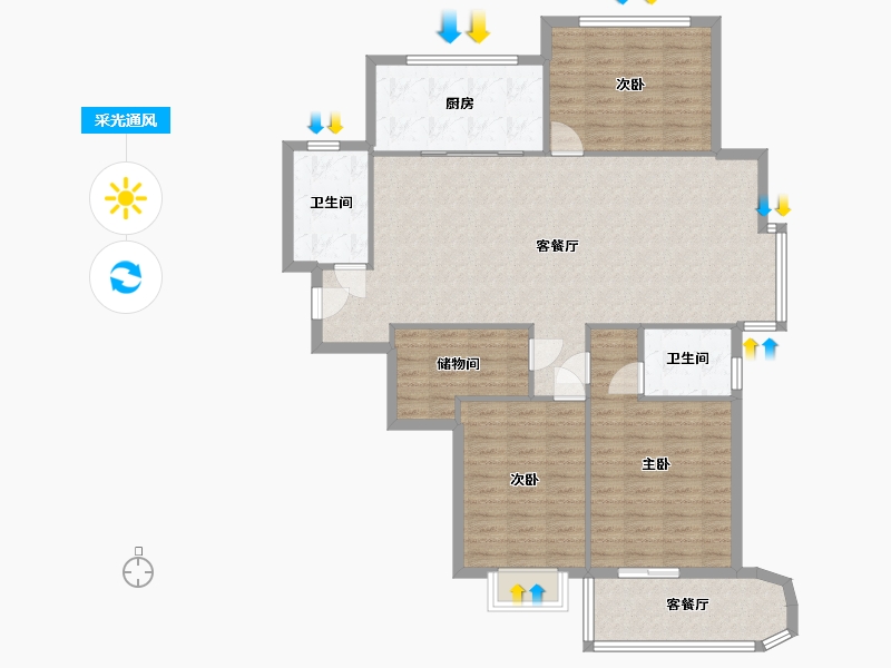 山东省-青岛市-西海景苑-126.15-户型库-采光通风