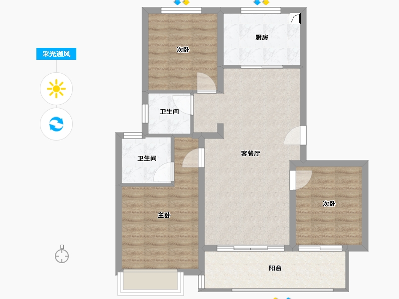 江苏省-无锡市-建设朗诗御萃里-80.00-户型库-采光通风