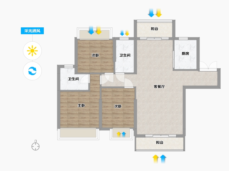 海南省-海口市-怡和湖城大境-110.00-户型库-采光通风