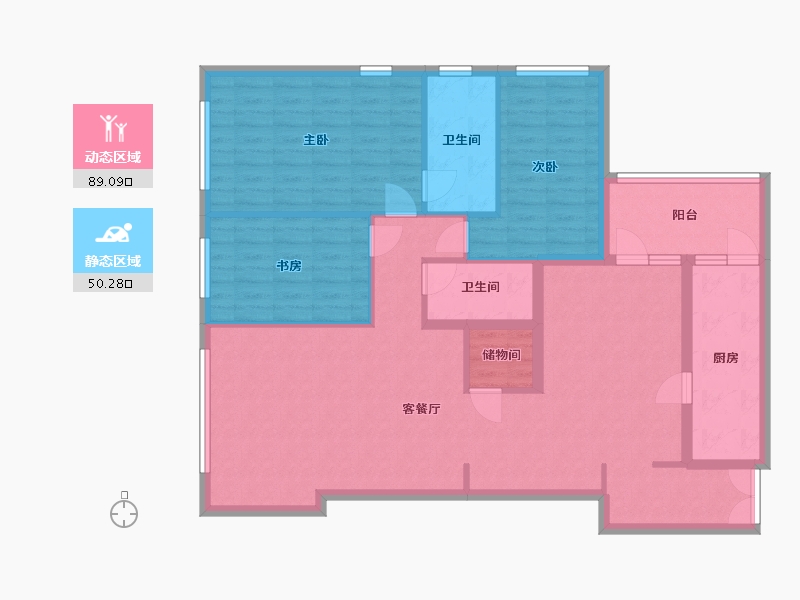 北京-北京市-阳光100国际公寓-133.17-户型库-动静分区