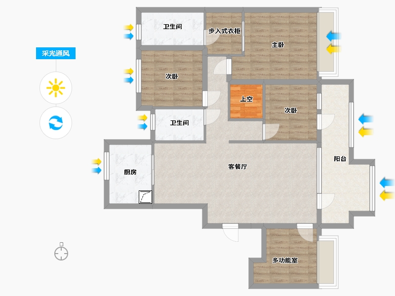 浙江省-杭州市-保利融信和光尘樾-120.00-户型库-采光通风