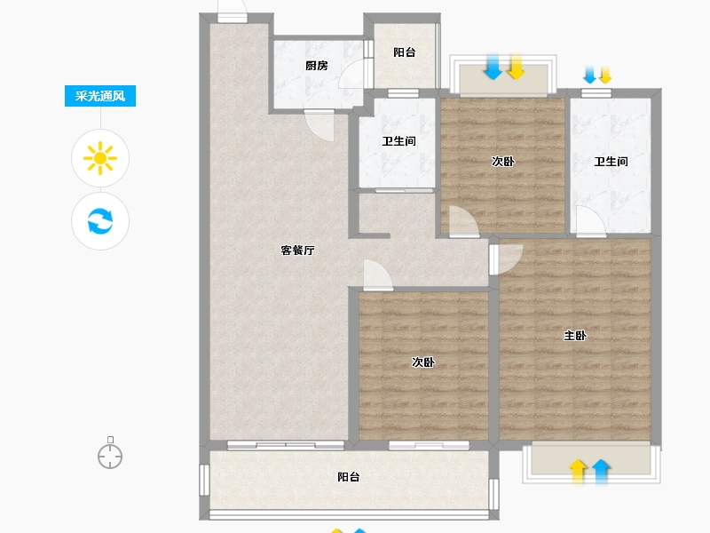 河南省-南阳市-金水湾.财富家园展示中心-114.00-户型库-采光通风