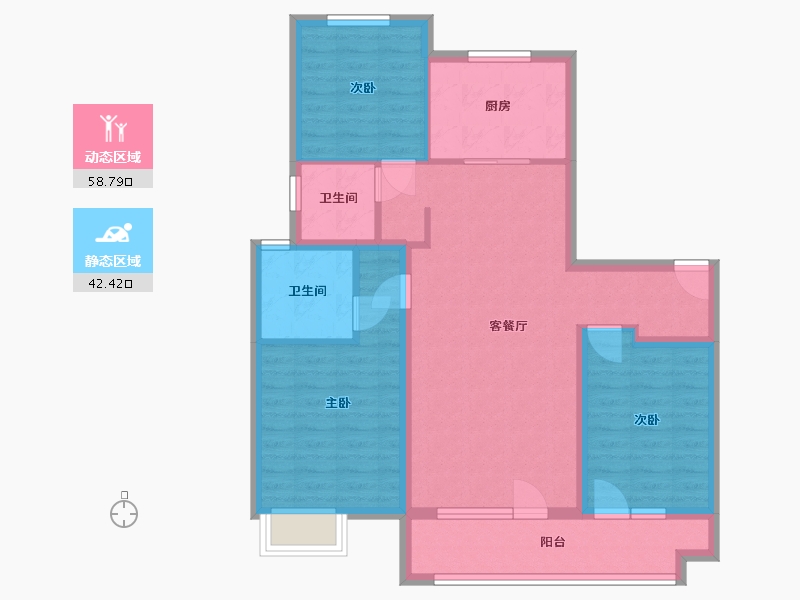 山东省-烟台市-新华万科翡翠观海-96.16-户型库-动静分区