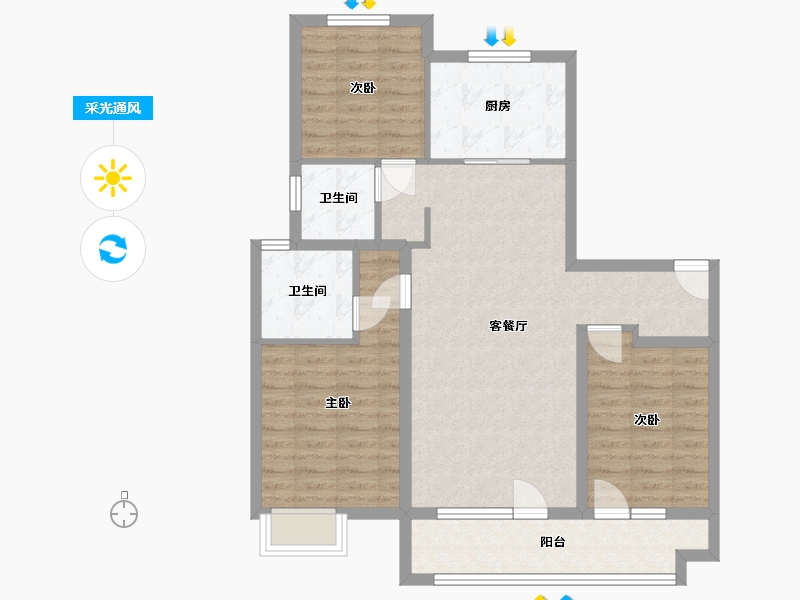 山东省-烟台市-新华万科翡翠观海-96.16-户型库-采光通风