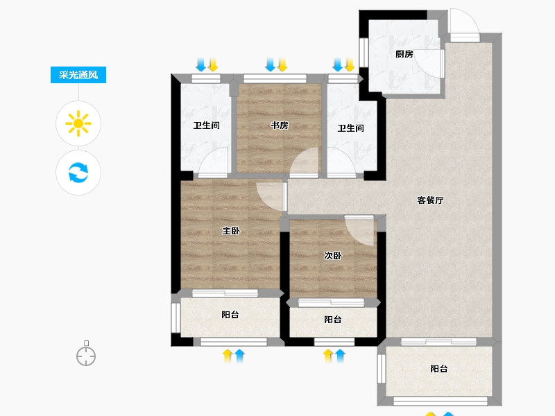 福建省-泉州市-阳光城丽景湾-77.00-户型库-采光通风