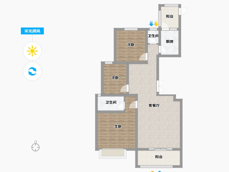 陕西省-榆林市-红枫苑-105.29-户型库-采光通风