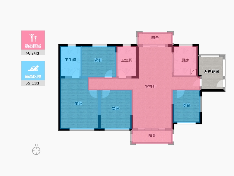 湖南省-长沙市-长房明宸府-121.36-户型库-动静分区