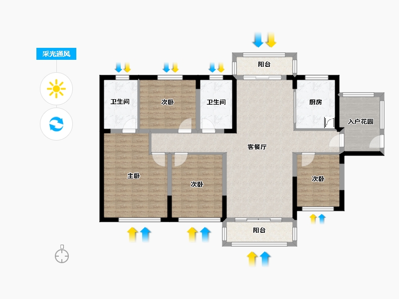 湖南省-长沙市-长房明宸府-121.36-户型库-采光通风