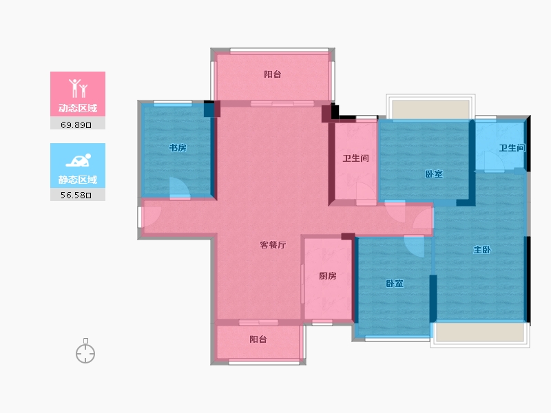 湖南省-衡阳市-阳光金城-107.60-户型库-动静分区