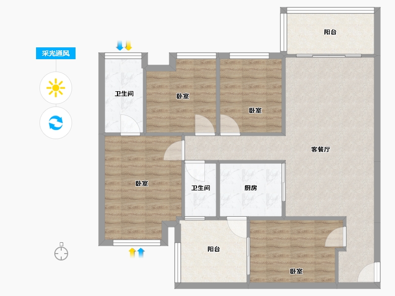 广东省-深圳市-满京华喜悦里-94.00-户型库-采光通风