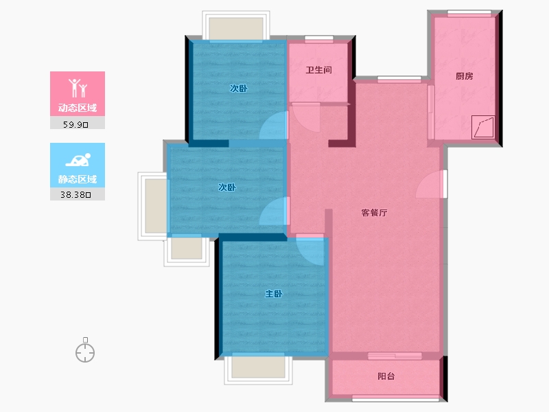 江苏省-无锡市-绿地世纪城-四期-87.33-户型库-动静分区