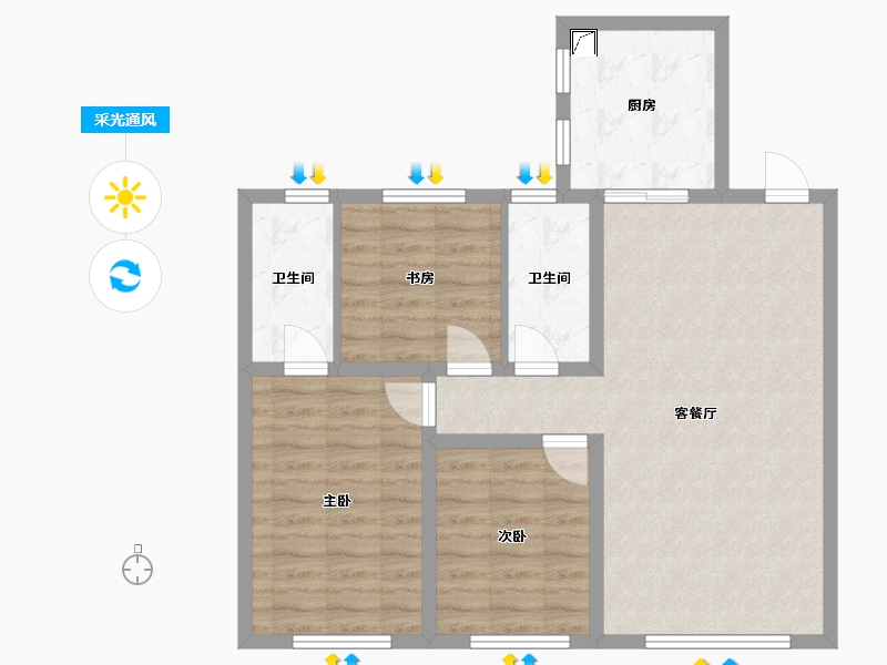 内蒙古自治区-赤峰市-中天星悦湾-88.28-户型库-采光通风