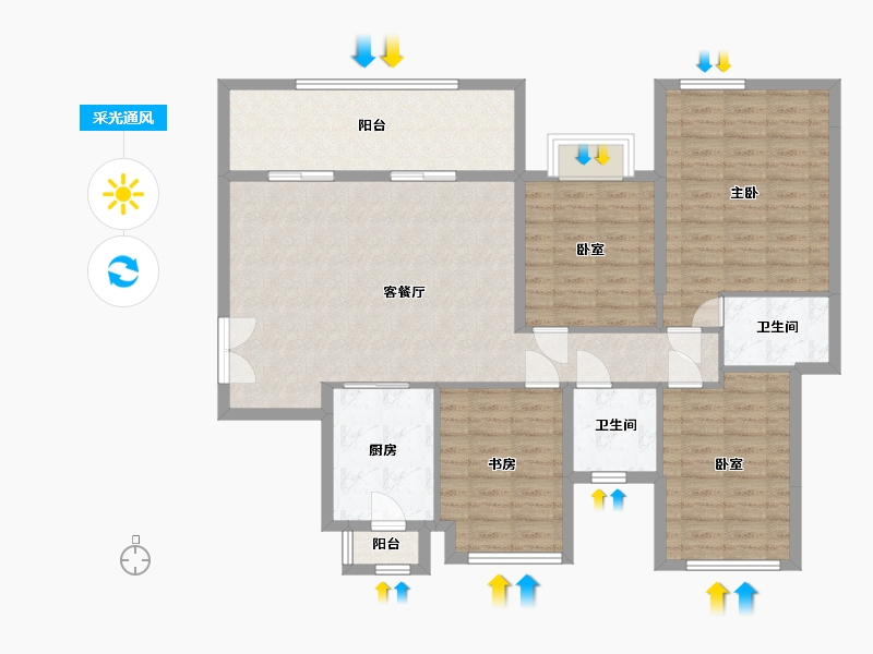 广西壮族自治区-南宁市-富鸣阳光城-126.00-户型库-采光通风