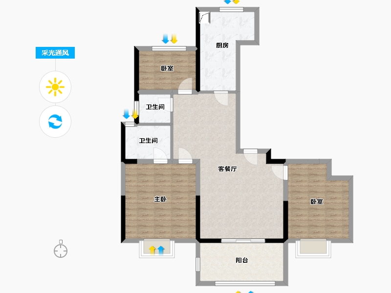 安徽省-宿州市-祥生江山樾-100.00-户型库-采光通风