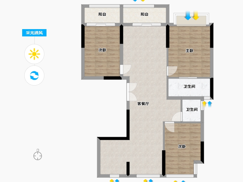 浙江省-台州市-杨帆泊悦-90.00-户型库-采光通风