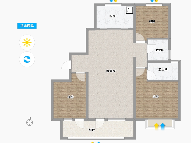 山东省-聊城市-澜庭嘉苑-120.00-户型库-采光通风