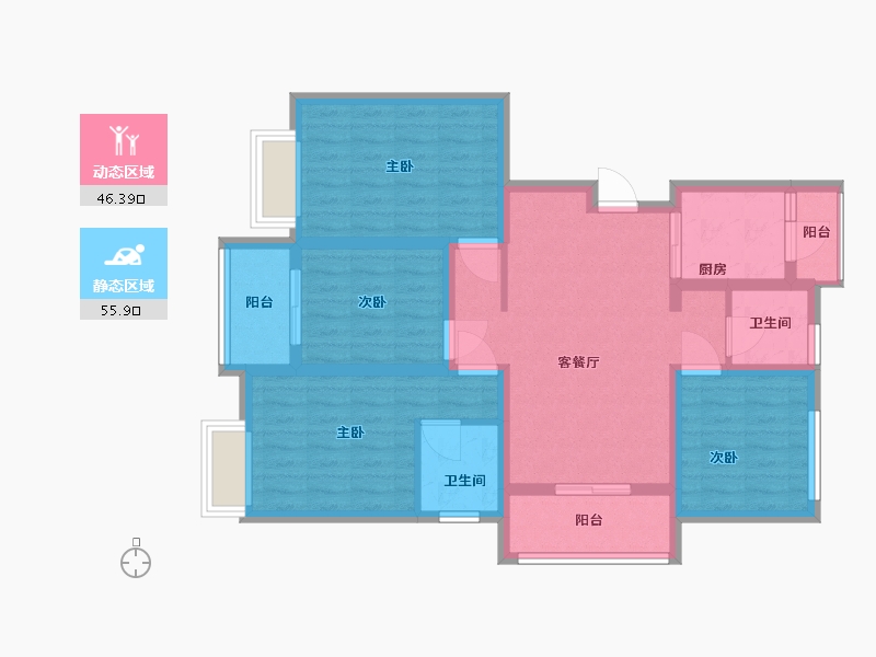 安徽省-滁州市-博士花园-90.00-户型库-动静分区