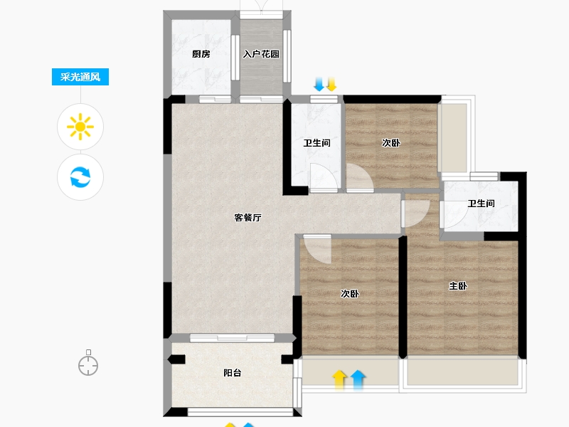 广西壮族自治区-百色市-金宸珑悦-80.00-户型库-采光通风