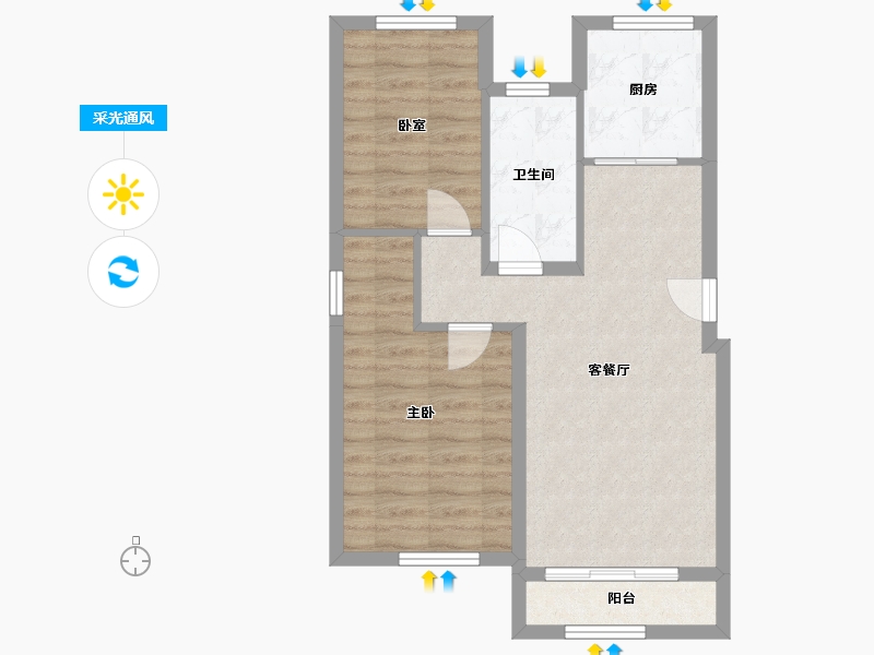 辽宁省-大连市-英伦铭筑-70.00-户型库-采光通风