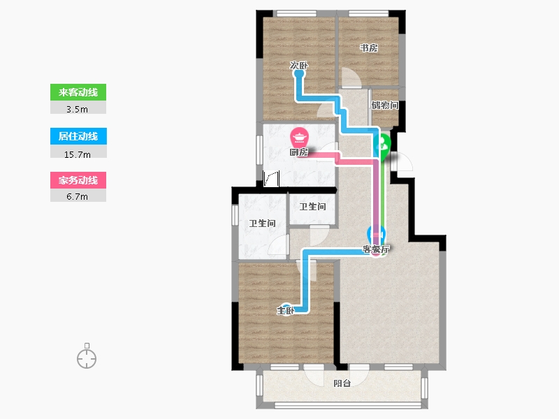 辽宁省-大连市-万科翡翠春晓-76.00-户型库-动静线