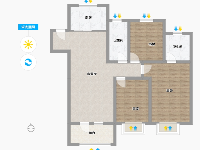 河北省-唐山市-国贸府-94.00-户型库-采光通风